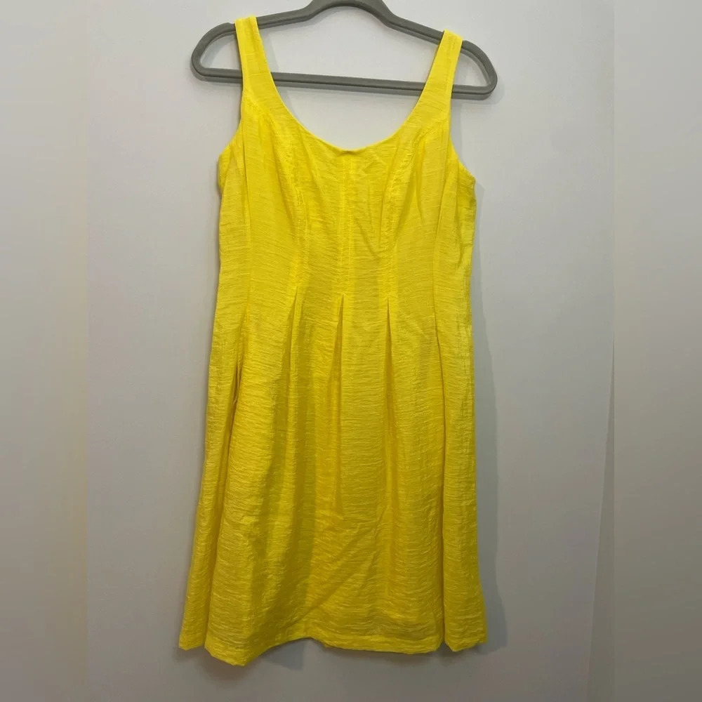 Nine West Sunshine Yellow Fit Flare Summer Dress Bright Bold size 6